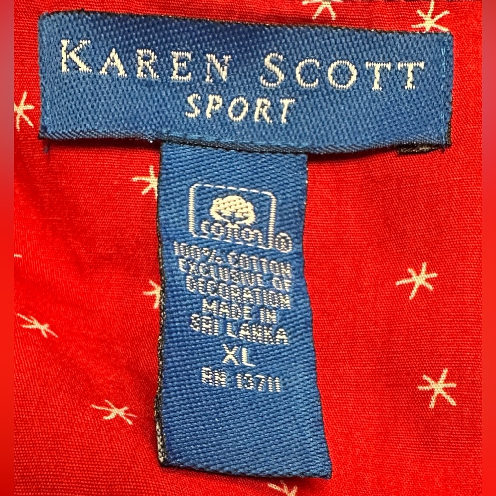 Karen Scott Sport Blue Jean Patriotic Themed Holiday 3-Button Vest Women’s Sz XL - Picture 5 of 11